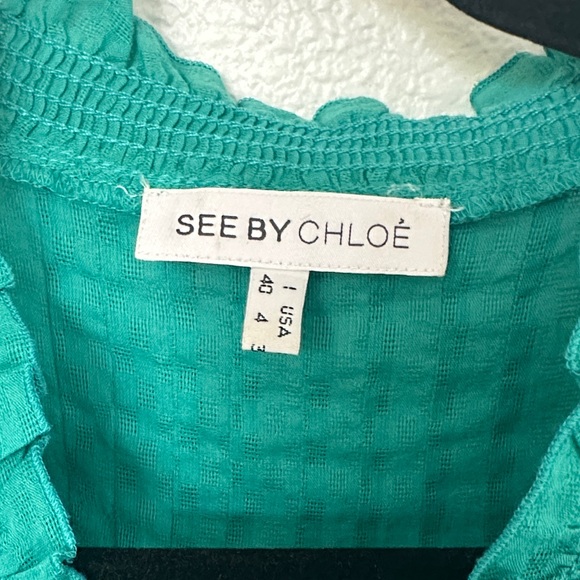 Y2K Chloe Turquoise Ruffle Blouse - Picture 2 of 4